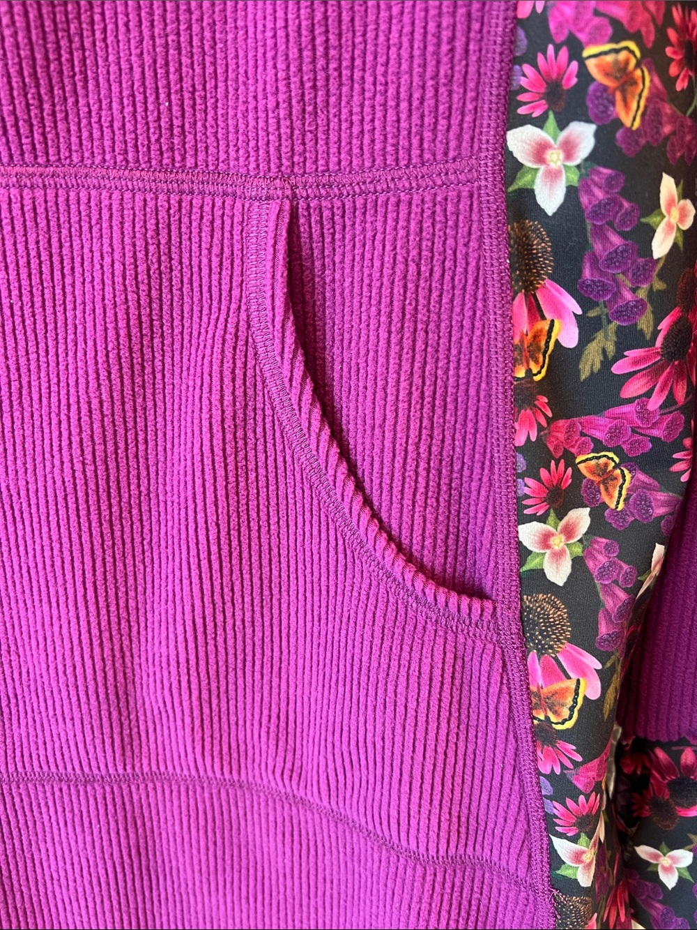 Womens Youer Dark Magenta Hooded Long-Sleeve Dress with Floral Trim - Picture 4 of 5